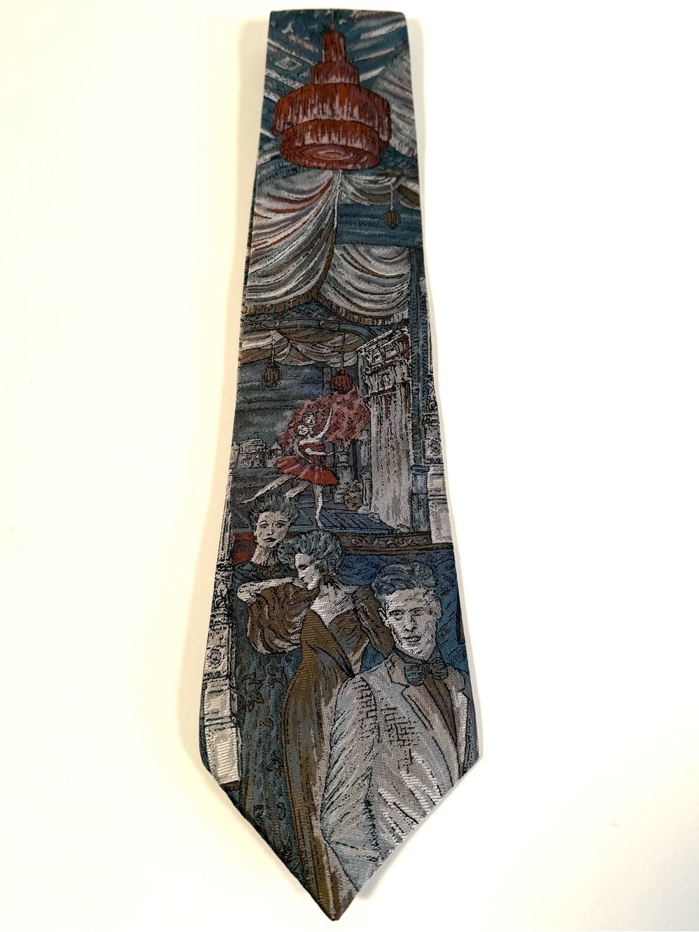 VTG Oscar de la Renta Studio Ballet Theater Opera Novelty Silk Blend Tie Blue